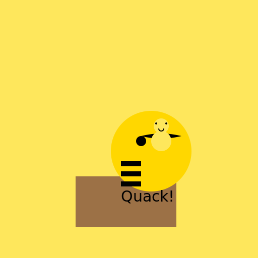 Cartoon Duck with Honey Bee Colors Sitting in a Log - DrawGPT