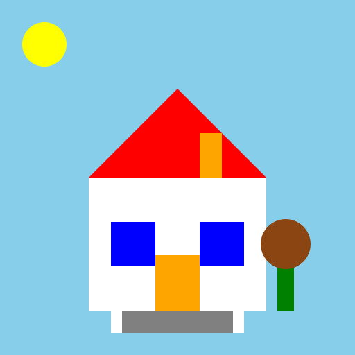 Front Image of a Happy House with Garage and Entry Door - DrawGPT