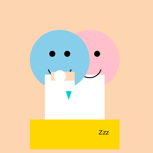 Cute Girl And Cute Boy Blanket, And Shaving Cream And Toothpaste Mummification Taking A Nap At Home - DrawGPT