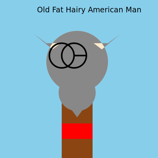 Old Fat Hairy American Man with Glasses and Large Feet - DrawGPT