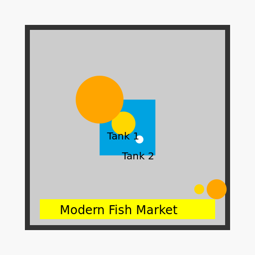 Modern Fish Market Plan Sketch - DrawGPT