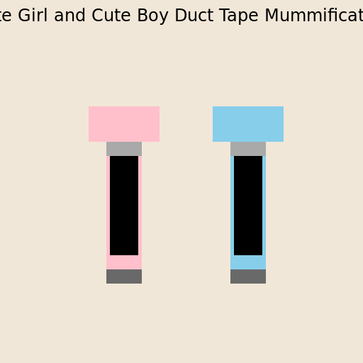Cute Girl and Cute Boy Duct Tape Mummification - DrawGPT