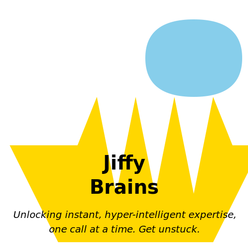 JiffyBrains Logo - J Lightning Bolt and B Brain - DrawGPT